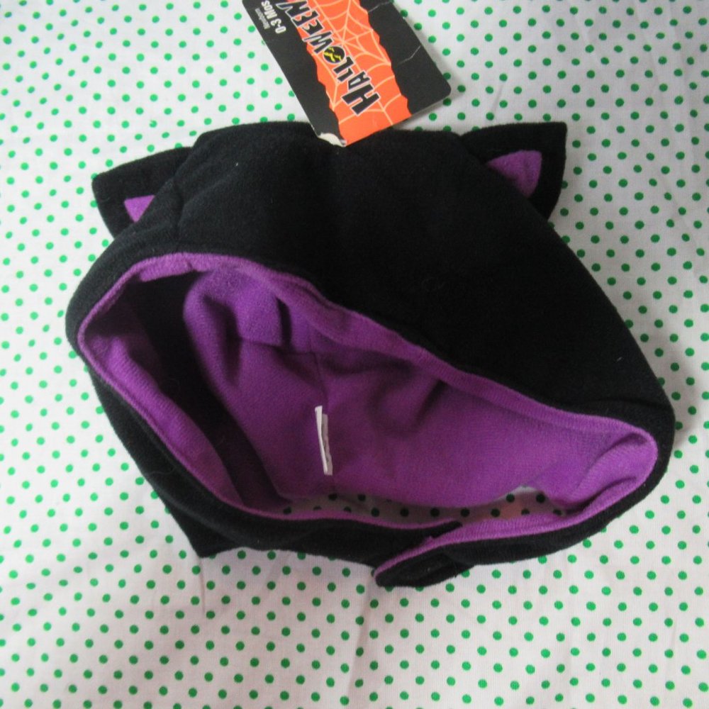 NWT black cat hat with ears and matching black cat slipper 0-3 m - Picture 4 of 13